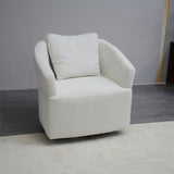 Modern 360 Degree Swivel Sofa Chair, Round Armchairs with High Backrest and Upholstered, Beige W1183P254690
