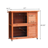 ZUN Rabbit Hutch Outdoor, 2-Story Rabbit Cage Indoor with Run, Bunny Cage with 2 Removable No-Leak W219106475