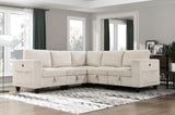 Modern Living Room Furniture Beige Corner Seat with Storage Corduroy Fabric Upholstery 1pc Modular B011P206263