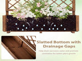39" Pine Wood Raised Garden Bed with Diamond Trellis, Elevated Planter Box for Climbing Plants 11720281