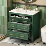 30'' Bathroom Vanity with Ceramic Sink Combo, Free Standing Single Vanity Set with 3 Drawers, Solid N710P246209F