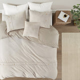 5 Piece Organic Cotton Oversized Comforter Cover Set w/removable insert Natural Full/Queen B035128744