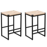Set of 2 Backless Bar Stools for Kitchen Counter Paper Rope Woven Dining Chairs for Home & Kitchen W1757104743