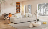 ZUN 103.9" Modern Couch Corduroy Fabric Comfy Sofa with Rubber Wood Legs, 4 Pillows for Living Room, WF309991AAA