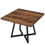 31.5" Square Dining Table for 2-4, Rustic Brown Industrial Kitchen Table with Black Metal Frame, B082P364493
