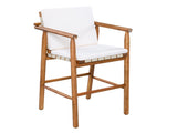 Outdoor Counter Height Bar Stools Chair Set of 2, Modern Patio Acacia Wooden Stools with Backrest N704P383163A