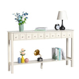 Long Console Table Entryway Table with Different Size Drawers and Bottom 79017046