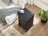 Farmhouse Style 3 Drawer Sofa Side Table Charging Pedestal, Tall Rustic Wood Square Nightstand W2393P324459