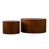 Round Wood Coffee Table for Living Room for Small Space Apartment and No Need Assembly W3081P255018