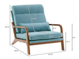 High Back Solid Wood Armrest Backrest Iron Frame Linen Indoor Leisure Chair Teal 05799351