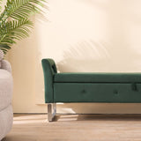 67.91"Wide Velvet Storage Soft Bench with Armrests for Living Room, Entryway and Bedroom. GREEN 02294187