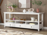 3 Tier Vintage Solid Console Table with 3 Drawers and Shelves, Industrial Console Table Coffee Table 27901297
