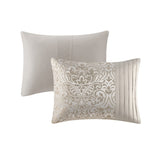 12 Piece Jacquard Comforter Set with Bed Sheets Khaki Cal King B03597187