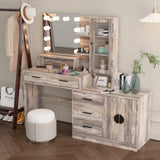 ZUN Large Makeup Vanity with Lights, Vanity Table with Charging Station, Vanity Desk with Mirror and 10 92556033