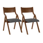 ZUN Upholstered folding Dining chair, space saving, easy to carry, Dining Room, 2-Pack-Grey+Walnut 81278018