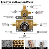 Male NPT Bathtub Shower Faucet Set, Waterfall Tub Faucet with 12-Inch Matte Black Rain Shower Head 98675835