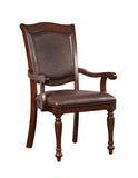 Luxurious Traditional Dining Brown Cherry Solid wood Espresso Leatherette Seat Set of 2pc Arm B011P225590