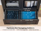 Wide Wooden File Cabinet & Bookcase, Black Embossed Melamine Faced MDF with 07455653