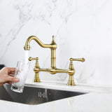 Double Handle Widespread Kitchen Faucet with Traditional Handles W928P164195