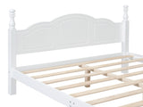 Full Size Wood Platform Bed Frame,Retro Style Platform Bed with Wooden Slat Support,White 43376167
