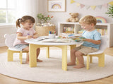 Kids Table and Chair Set, 3-Piece Toddler Table with 2 Chairs, Cute Bear-Back Chairs, Sturdy Wooden 24776717