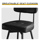 2 Pcs Black PU Swivel Bar Stools with Removable Backrest & Bentwood Back Panel, Metal Legs 45406372
