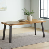 ZUN Della Acacia Wood Dining Table, Natural Stained with Rustic Metal, Brown, Grey 57192.00INTL