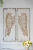 Set of 2 Feather Wing Wall Panels with Distressed White Finish, Rectangle Hanging Wall Art, 42" x W2078130291