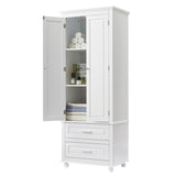 ZUN Tall Storage Cabinet with Two Drawers for Bathroom/Office, White WF299284AAK