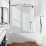 60*66" Fixed & Sliding Shower Door, Round Tube Hardware, Clear Glass Shower Door, 3/8 SGCC 93783804
