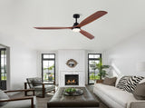 72 Inch Ceiling Fan with LED Light, 3Blade Black Walnut Wooden Fan, DC Motor, 6Speed & 1/4/8H W3816P585758