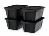 18-Gallon Stacking Plastic Storage Containers with Lids, Black Body/Black Lid 97784105