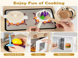 Kids Wooden Play Kitchen with 13 Accessories, Pretend Cooking Set with Chalkboard for 3, White 68389414