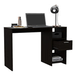 ZUN Black 2-Shelf 1-Drawer Writing Desk B062111636