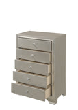 ZUN 1pc Modern Glam Style Champagne Finish Glam Five Drawer Chest Embossed Crocodile Pattern Wooden B011P216716