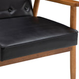 (75 x 69 x 84)cm Retro Modern Wooden Single Chair,Black PU 19517530