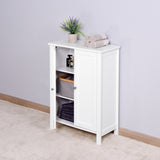 Bathroom Floor Storage Cabinet with Double Door Adjustable Shelf, White W40914886
