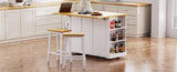 K&K 53inch Large Island with Drop Leaf, Power Outlet, Door Internal Storage Rack, Rolling N707P185531W