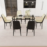 51" 6 person glass dining table set, kitchen set with black metal leg dining table and chairs, 13735012