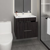 One door Batroom Vanity Hatta, Two Drawers and Open Shelf, Includes Hardware, Black B200P313688