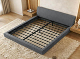 Queen Size Compression Bed Dark Grey Upholstered Platform Bed Frame with Headboard, VacuumSealed W3975P544605