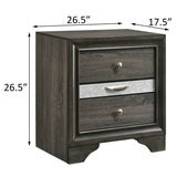Grey 3-drawer Nightstand B062P181322