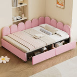 Full Size Upholstered Daybed with 2 Drawers,Velvet Sofabed with Soft Fabric Headboard, No Box-spring N733P194901H