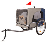 ZUN Dog Bike Trailer, Breathable Mesh Dog Cart with 3 Entrances, Safety Flag, 8 Reflectors, Folding Pet 92880947