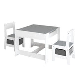 Kids Table and Chair Set, 3 in 1 Wooden Activity Table with Storage Drawer for Toddlers Drawing, 99413075