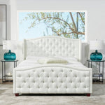 ZUN Fontana Wingback Upholstered Platform Bed Frame, Queen, Antique White Polyester B2719P245938