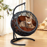 Cat Swing Bed with Stand & Cushion, Cat Egg Chair with Rattan Wicker Appearance, Indoor Hanging 14762130