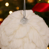 6PCS Set 4" Christmas Ball Ornaments Cream Ruffle Hangingations for Xmas Tree Holiday Home 05858806