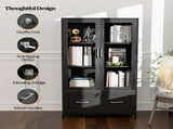 Wide Wooden File Cabinet & Bookcase, Black Embossed Melamine Faced MDF with 07455653