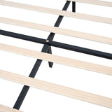 Queen Size Upholstered Platform Bed Frame with Modern Button Tufted Linen Fabric Headboard, No Box W311P198067